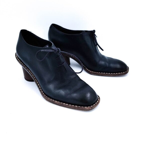 Celine Phoebe Philo Lace Up Oxford Loafer Boots in Navy 37 7 - Picture 1 of 8